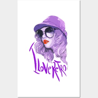 i love retro themed hat and sunglasses and girl design Posters and Art